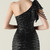 In Stock:Ship in 48 Hours Cheap Black One Shoulder Sequins Beading Party Dress