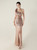 In Stock:Ship in 48 Hours Fancy Gold One Shoulder Sequins Beading Party Dress