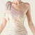 In Stock:Ship in 48 Hours Apricot One Shoulder Sequins Beading Party Dress