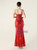 In Stock:Ship in 48 Hours Red Sequins Feather Beading Party Dress