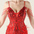 In Stock:Ship in 48 Hours Red Sequins Feather Beading Party Dress