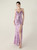 In Stock:Ship in 48 Hours Purple Sequins Straps Feather Party Dress