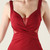 In Stock:Ship in 48 Hours Burgundy V-neck Pleats Split Party Dress