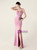 In Stock:Ship in 48 Hours Purple V-neck Pleats Split Party Dress