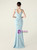 In Stock:Ship in 48 Hours Light Blue V-neck Pleats Split Party Dress