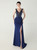 In Stock:Ship in 48 Hours Navy Blue V-neck Appliques Party Dress