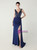 In Stock:Ship in 48 Hours Navy Blue V-neck Appliques Party Dress