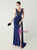 In Stock:Ship in 48 Hours Navy Blue V-neck Appliques Party Dress