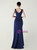 In Stock:Ship in 48 Hours Navy Blue V-neck Appliques Party Dress