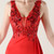 In Stock:Ship in 48 Hours Red V-neck Appliques Party Dress