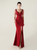 In Stock:Ship in 48 Hours Burgundy Straps Beading Split Party Dress