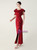 In Stock:Ship in 48 Hours Burgundy Scoop Neck Beading Split Party Dress