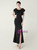 In Stock:Ship in 48 Hours Black Scoop Neck Beading Split Party Dress