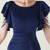 In Stock:Ship in 48 Hours Navy Blue Scoop Neck Beading Split Party Dress