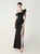 In Stock:Ship in 48 Hours Fashion Black One Shoulder Split Beading Party Dress
