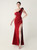 In Stock:Ship in 48 Hours Modern Burgundy One Shoulder Split Beading Party Dress