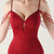 In Stock:Ship in 48 Hours Burgundy Straps Beading Party Dress