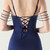 In Stock:Ship in 48 Hours Navy Blue Mermaid Straps Appliques Party Dress