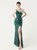 In Stock:Ship in 48 Hours Fashion Green One Shoulder Sequins Feather Party Dress