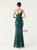In Stock:Ship in 48 Hours Fashion Green One Shoulder Sequins Feather Party Dress