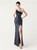 In Stock:Ship in 48 Hours Casual Navy Blue One Shoulder Sequins Feather Party Dress