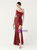 In Stock:Ship in 48 Hours Casual Burgundy One Shoulder Sequins Feather Party Dress