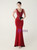 In Stock:Ship in 48 Hours Burgundy V-neck Lace Beading Party Dress