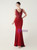In Stock:Ship in 48 Hours Burgundy V-neck Lace Beading Party Dress