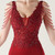 In Stock:Ship in 48 Hours Burgundy V-neck Lace Beading Party Dress
