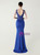 In Stock:Ship in 48 Hours Royal Blue V-neck Lace Beading Party Dress