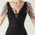 In Stock:Ship in 48 Hours Black V-neck Lace Beading Party Dress