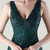In Stock:Ship in 48 Hours Green Sequins V-neck Sleeveless Party Dress