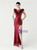 In Stock:Ship in 48 Hours Fancy Burgundy Sequins Split Beading Party Dress