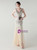 In Stock:Ship in 48 Hours Apricot Silver Tulle Sequins V-neck Party Dress