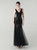 In Stock:Ship in 48 Hours Black Tulle Sequins V-neck Party Dress