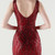 In Stock:Ship in 48 Hours Burgundy Tulle Sequins V-neck Party Dress