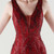 In Stock:Ship in 48 Hours Burgundy Tulle Sequins V-neck Party Dress