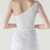 In Stock:Ship in 48 Hours White Sequins One Shoulder Split Party Dress