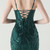 In Stock:Ship in 48 Hours Dark Green Straps Sequins Party Dress