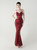 In Stock:Ship in 48 Hours Elegant Burgundy Straps Sequins Party Dress