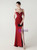 In Stock:Ship in 48 Hours Burgundy Straps Split Beading Party Dress