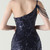 In Stock:Ship in 48 Hours Pretty Navy Blue One Shoulder Sequins Party Dress