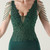 In Stock:Ship in 48 Hours Elegant Green V-neck Lace Beading Party Dress
