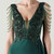 In Stock:Ship in 48 Hours Sexy Green V-neck Appliques Party Dress