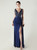In Stock:Ship in 48 Hours Hot Sale Navy Blue V-neck Appliques Party Dress