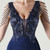 In Stock:Ship in 48 Hours Hot Sale Navy Blue V-neck Appliques Party Dress