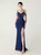 In Stock:Ship in 48 Hours Navy Blue Straps Sequins Beading Party Dress