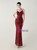 In Stock:Ship in 48 Hours Simple Burgundy Mermaid Sequins Beading Party Dress