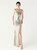 In Stock:Ship in 48 Hours Elegance Apricot Silver Sequins Straps Beading Party Dress