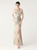 In Stock:Ship in 48 Hours New Apricot Silver Sequins One Shoulder Party Dress